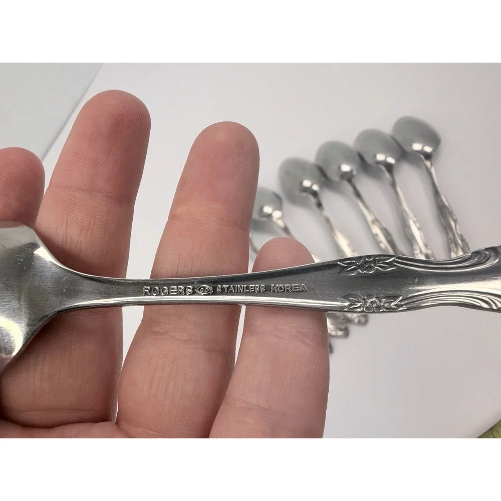 Rogers Dream Rose Teaspoons Stainless Flatware Korea Set of 8 #2